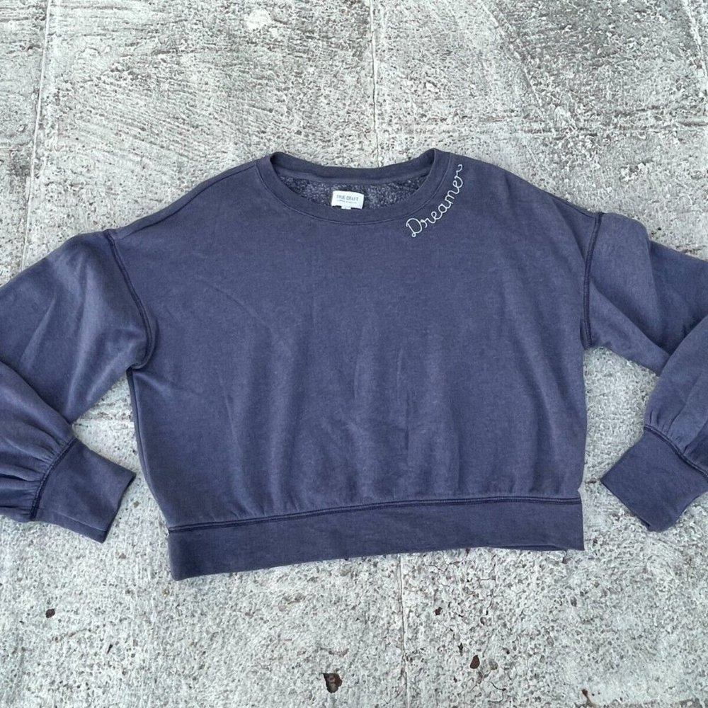 True Craft Women Sweatshirt Long Sleeve DREAMERS Cropped Top Size L